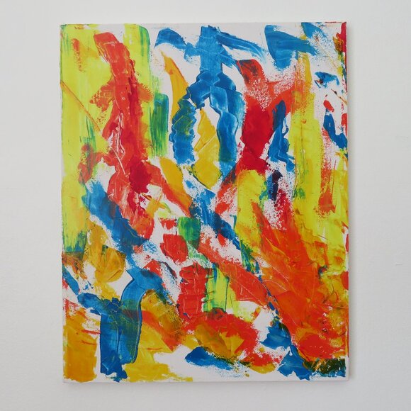 Original Acrylic Painting on Canvas 16" x 20" Signed 2020 Abstract Art - Picture 1 of 2